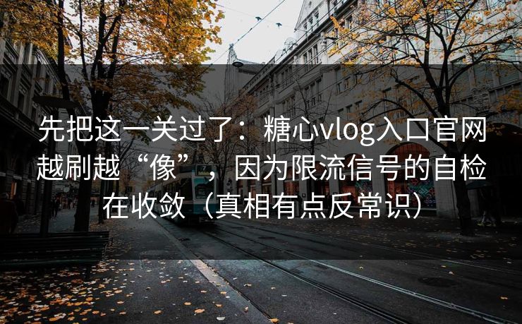 先把这一关过了：糖心vlog入口官网越刷越“像”，因为限流信号的自检在收敛（真相有点反常识）