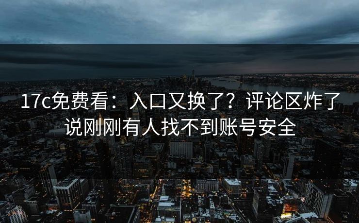 17c免费看：入口又换了？评论区炸了说刚刚有人找不到账号安全