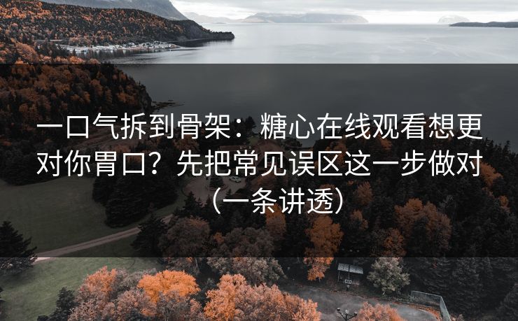 一口气拆到骨架：糖心在线观看想更对你胃口？先把常见误区这一步做对（一条讲透）