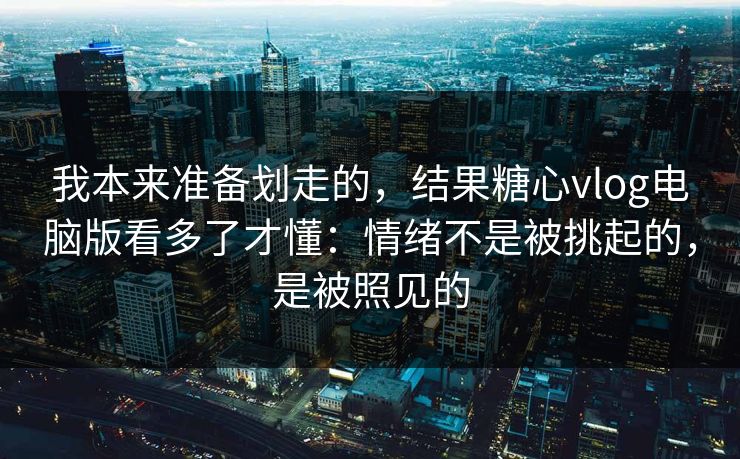 我本来准备划走的，结果糖心vlog电脑版看多了才懂：情绪不是被挑起的，是被照见的