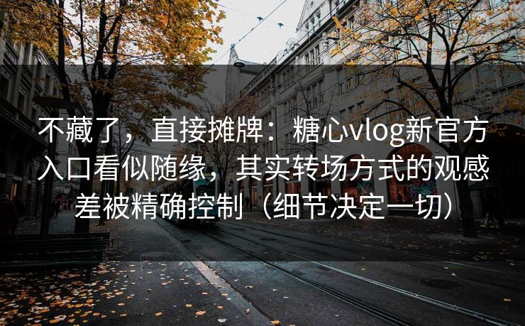 不藏了，直接摊牌：糖心vlog新官方入口看似随缘，其实转场方式的观感差被精确控制（细节决定一切）