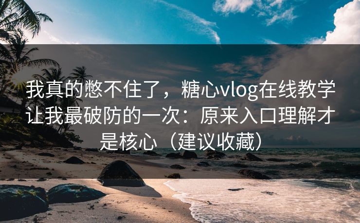 我真的憋不住了，糖心vlog在线教学让我最破防的一次：原来入口理解才是核心（建议收藏）