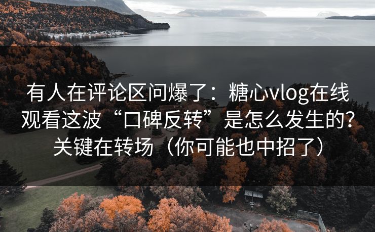 有人在评论区问爆了：糖心vlog在线观看这波“口碑反转”是怎么发生的？关键在转场（你可能也中招了）